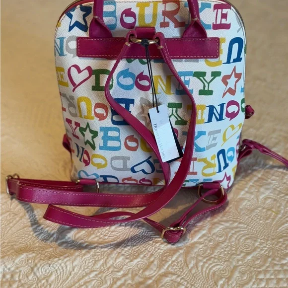 Dooney & Bourke Rainbow Letter Logo Print Backpack - Picture 3 of 8